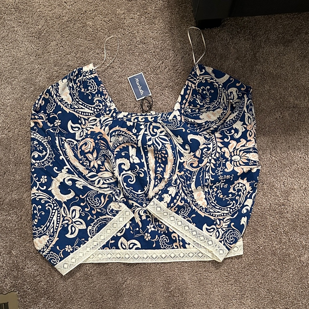 Nicole Miller Navy and Cream Dress Top